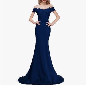 Navy blue off the shoulder mermaid gown size 2